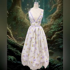 Purple Floral Vintage Bedsheet Cottagecore Gown